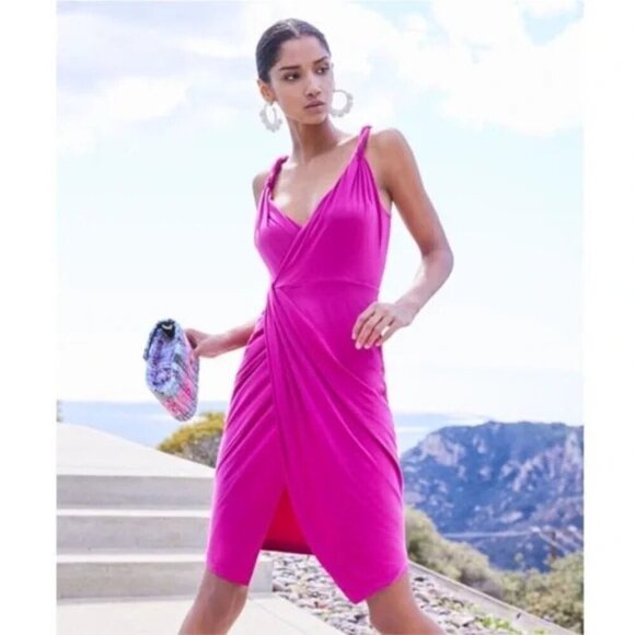 NWT RAMY BROOK Geniveve Deep Fuschia Tulip Skirt Dress Size S - Picture 5 of 9